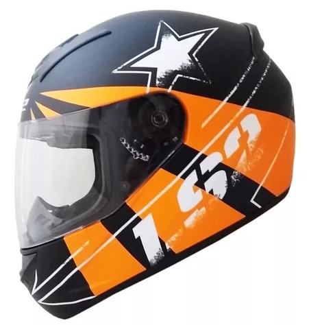 Casco Moto Ls2 Ff352 Star Negro Naranja Matte
