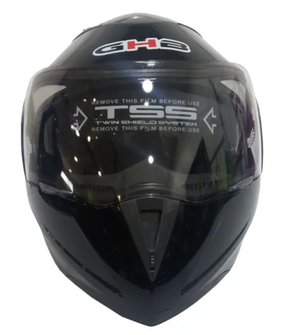 Casco Moto Abatible Ghb 158 Negro Brillante